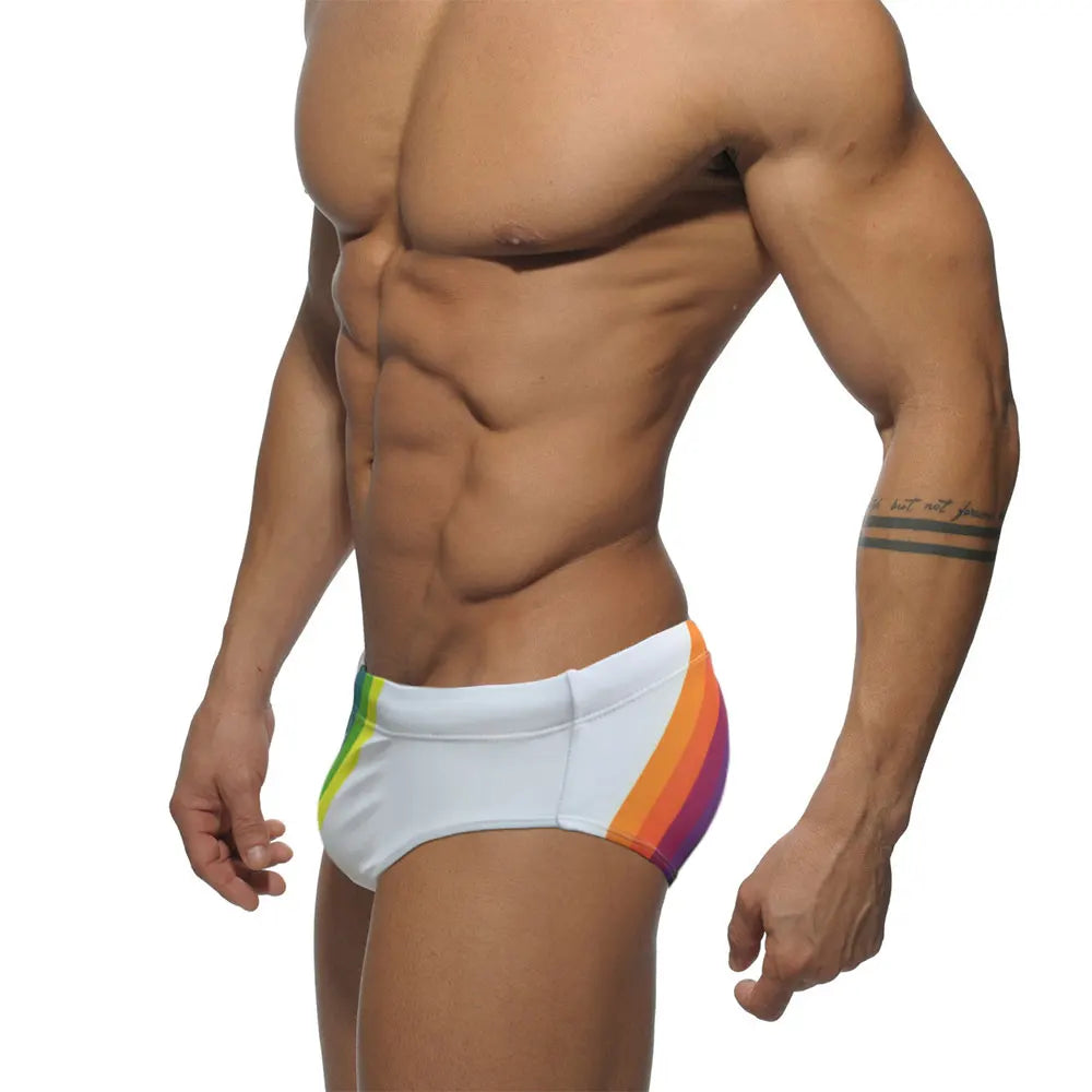 Men's Swim suit Wear Briefs Swimming Push-Up Sexy Bikini Swimsuit Beach Short rainBow Surfing trunks men bathing suit  swimwear