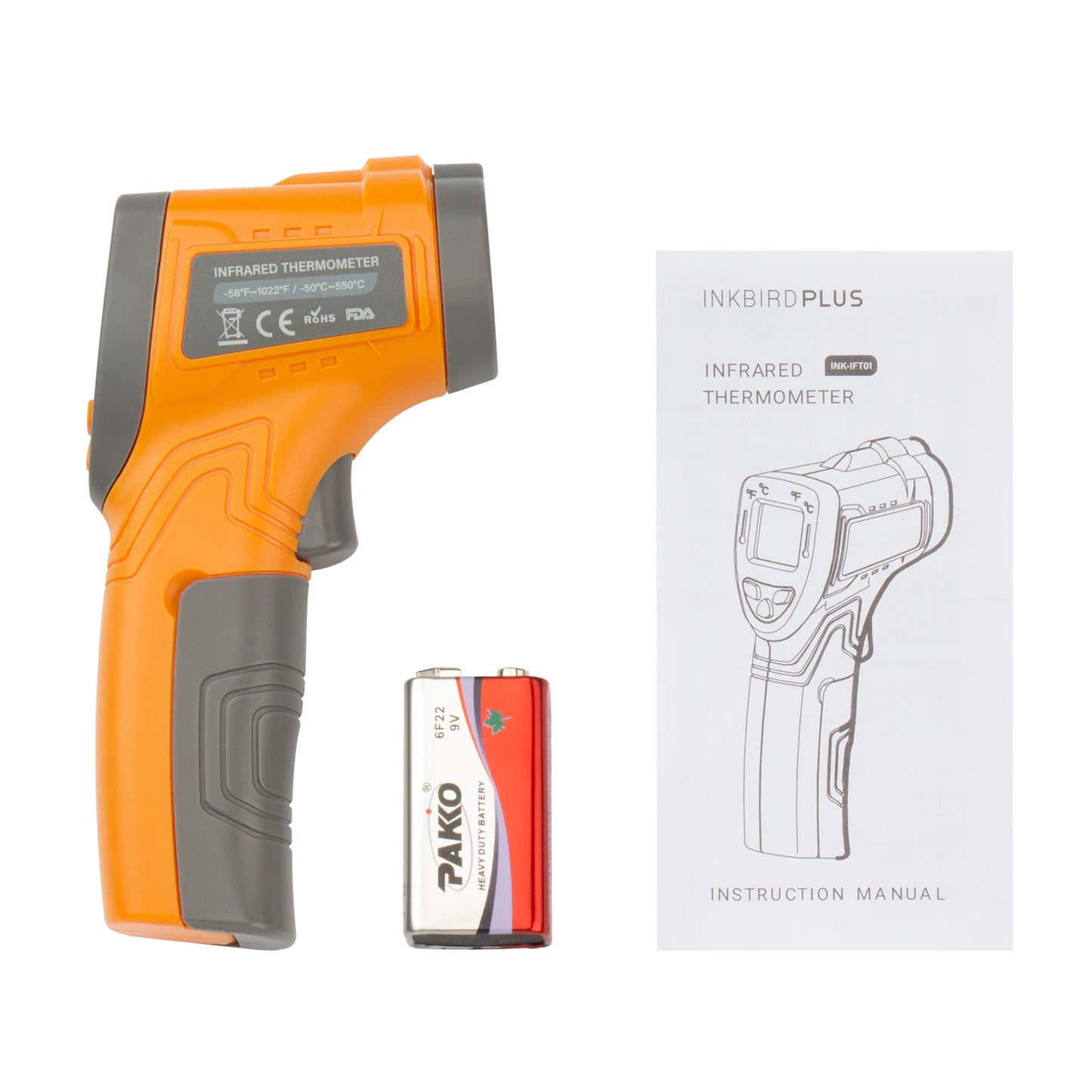 Inkbird INK-IFT01 Laser Infrared Thermometer Non-Contact Digital Temperature Gun Instant Read Thermometer for Industrial&Kitchen