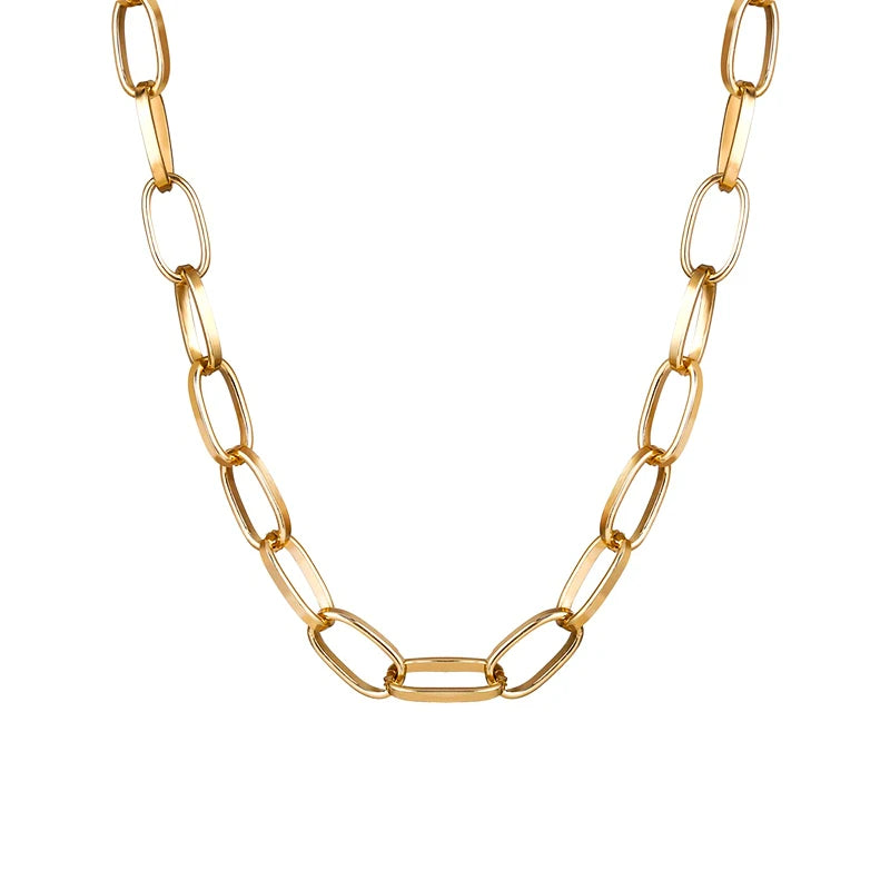 Simple Link Chain Necklace for Women Short Collar Jewelry New Fashion Chokers Necklaces Metal Accessories