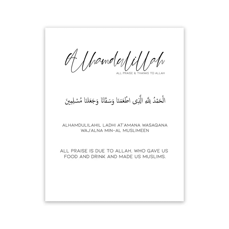 Islamic Kitchen Wall Art Prints Bismillah Inshallah Arabic Canvas Painting Eating Dua Sign Quotes Posters Dining Room Decor