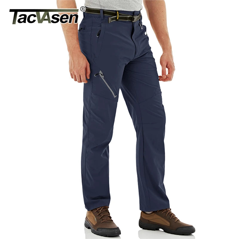 TACVASEN Quick Dry Outdoor Hiking Pants Men Summer Lightweight Rip-stop Cargo Work Trousers Multi-Pockets Camping Fishing Pants