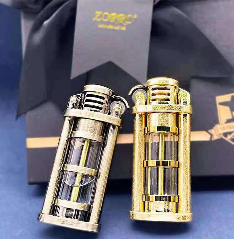 ZORRO Original Retro Metal Grinding Wheel Kerosine Lighter Transparent Fuel Tank Mini Cigarette Lighter Outdoor Survival Lighter