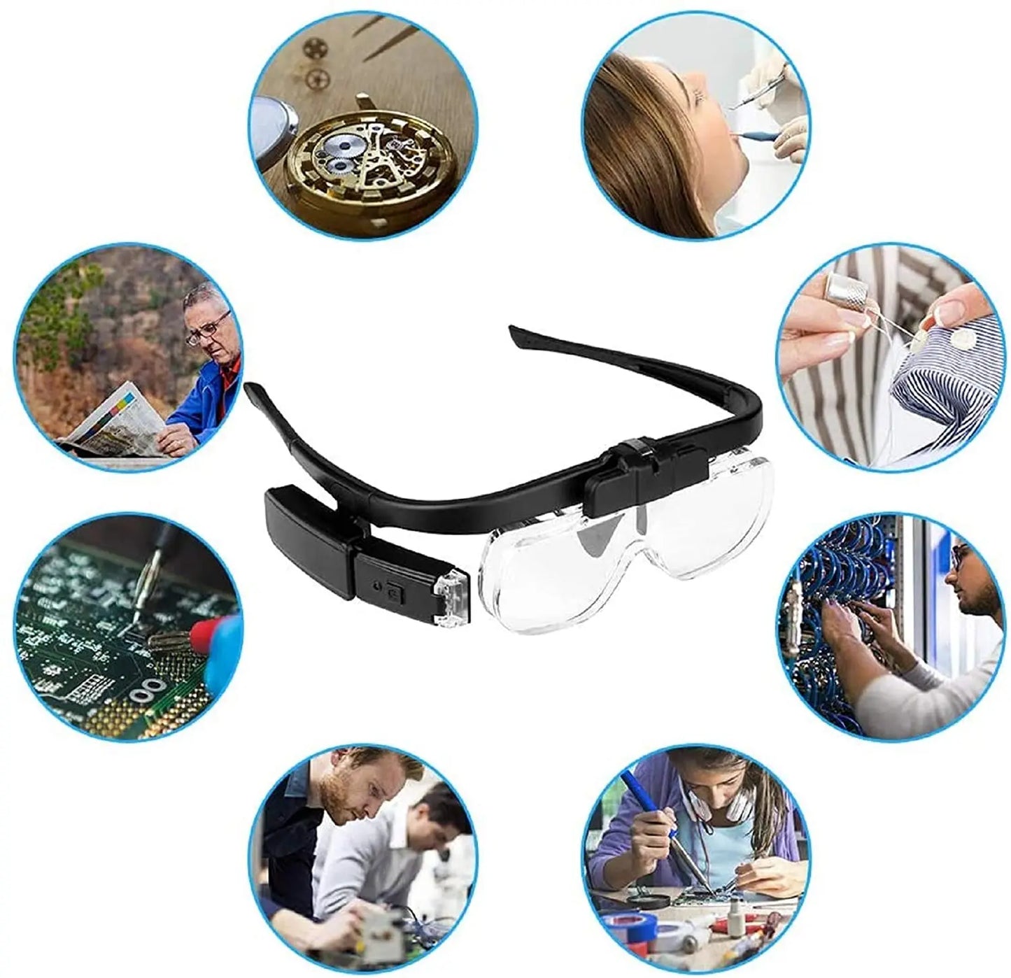 Magnifying Glasses Magnifier 1.5X/2X/ 2.5X/3.5X/4X/4.5X USB Rechargeable With LED Light For Reading Jewelers Watchmaker Repair