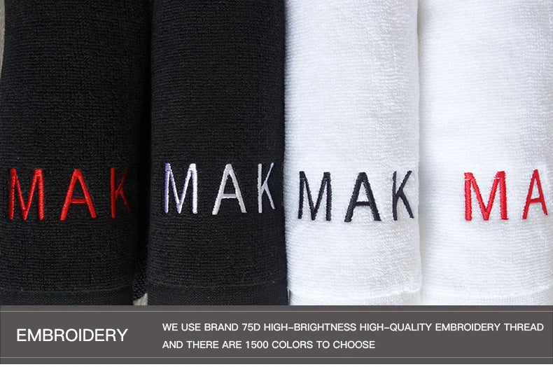 Black & White Cotton Bath & Hand Towels Custom Embroidery Logo Free Design Personalized for Hotels Resorts B&Bs Salons Spas Mass