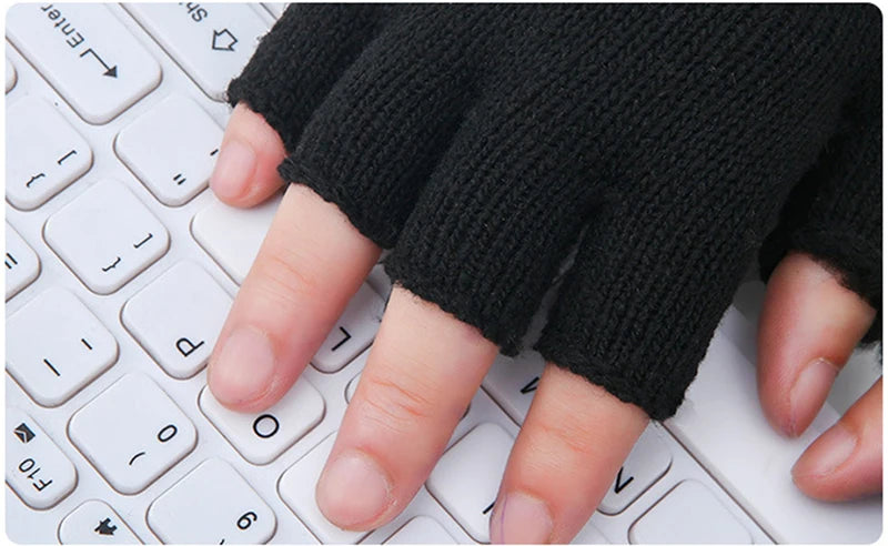 Cartoon Mashup Colorful Pattern Mittens Wrist Spring Summer Fingerless Working Gloves Soft Women Knitted Gloves Open Fingered