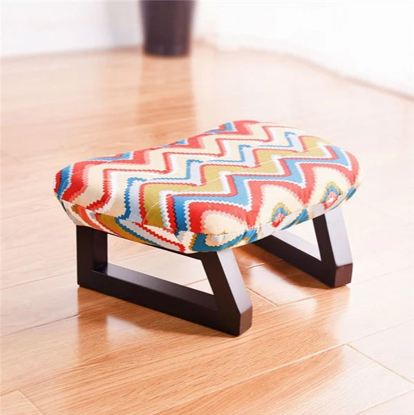 Meditation Bench and Cushion Set with Removable Fabric Cover, Handcrafted Stool, Yoga and Wellness, Meditation