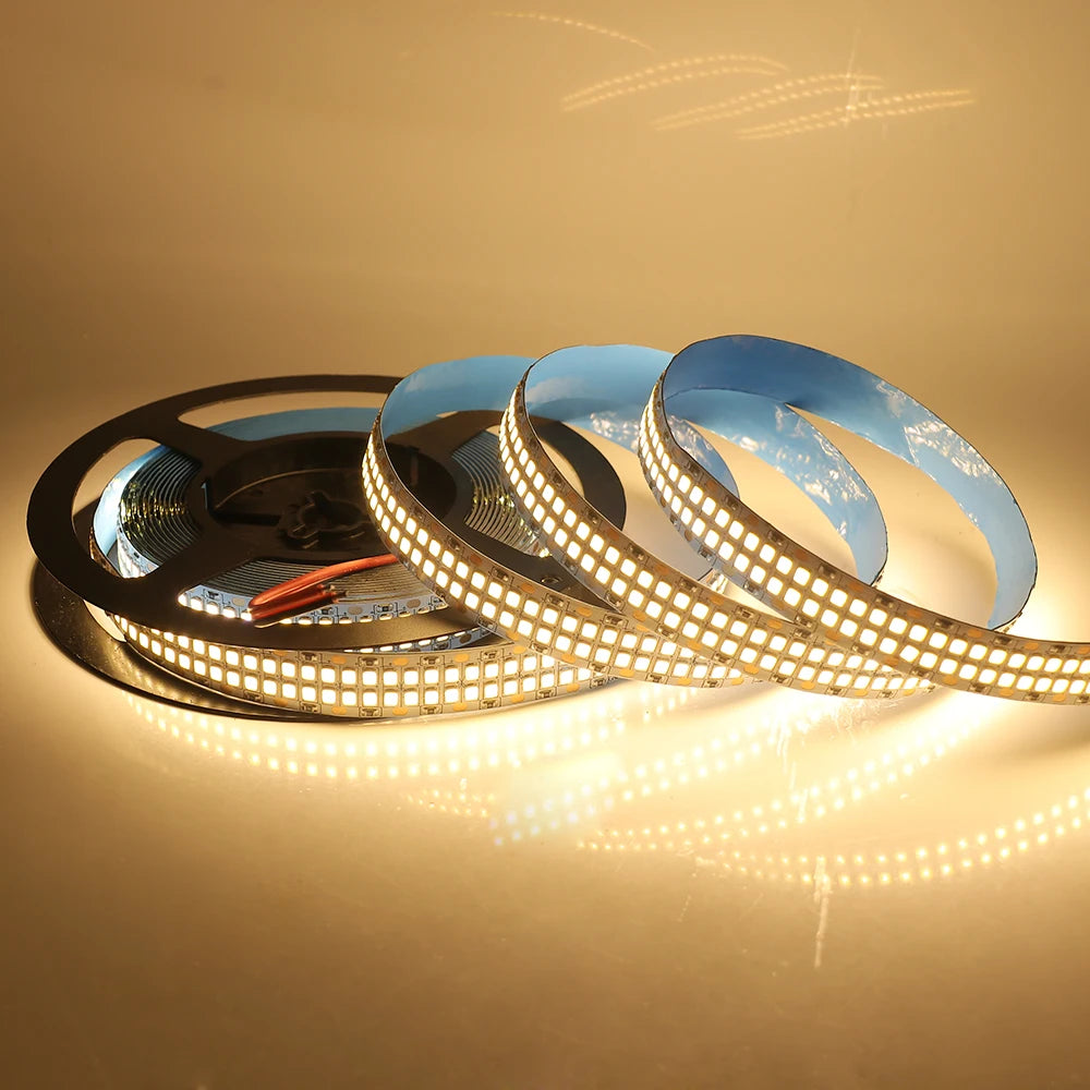 5M LED Strip Light 12V 24V 2835 LED Tape Double Row 480LEDs/m Super Bright Ribbon Diode Warm Natural Cold White Waterproof Lamp