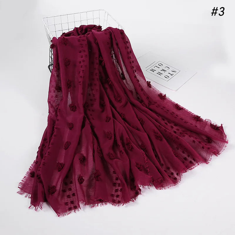 New islamic Hijab Femme Musulman Malaysia Hijabs Flocked Bubble Fashion Scarf Hijab For Muslim Women Stretch Headscarf