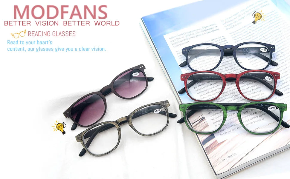 Reading Glasses for Men & Women, Wood-Looked Frame Readers Outdoor Sun Glasses Reading -  Lightweight Spring Hinge Eyegalsses