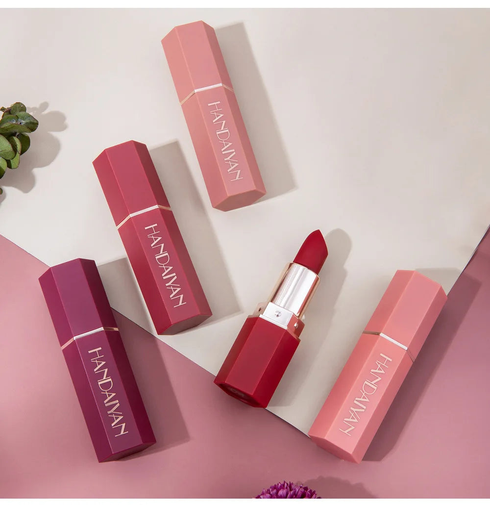 6 Colors Nude Matte Lipstick Waterproof Long Lasting Lip Stick Rose Red Pink Velvet Nonstick cup Lipsticks Makeup Cosmetics