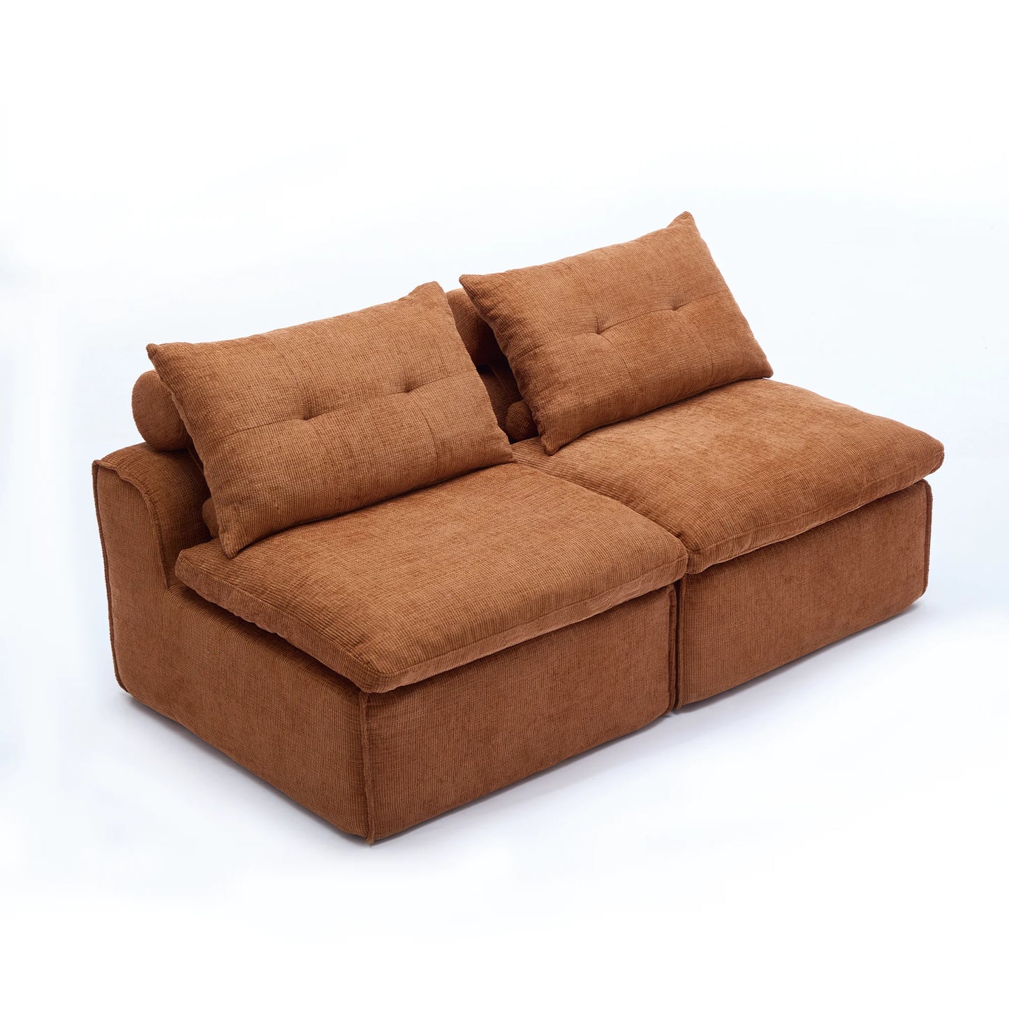 Modular Convertible Sofa Set No Armrests DIY Adjustable Soft Chenille Fabric Modern Design Apartment-Friendly Neck Pillow-Back