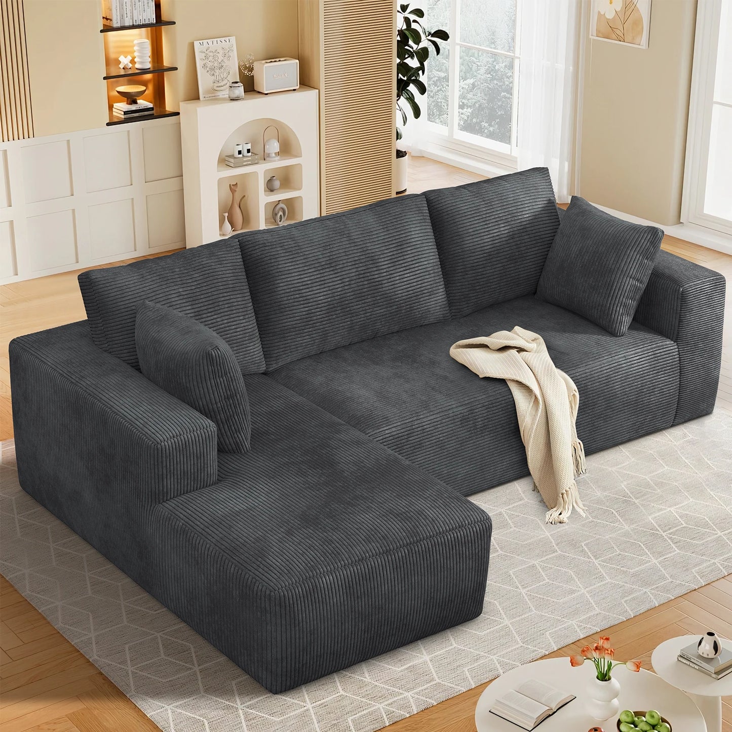 Free Fast USA Shipping L Shape Modular Sofa Set Plush Velvet Memory Foam Sectional in Stock
