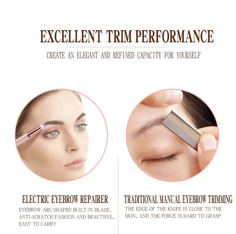 Portable Electric Eyebrow Trimmer Pen for Women, Painless Precision Eyebrow Shaver Razor blades for Face Hair Removal Tools
