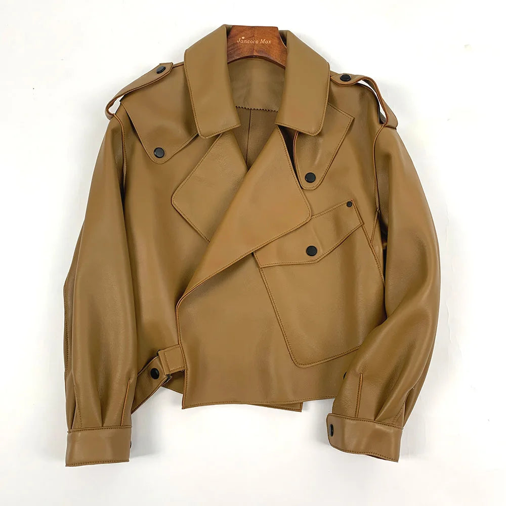 2025 26 Colours Women's Genuine Leather Jacket New Fashion Real Leather Coat Lady Autumn Winter Sheepskin Leather S7547