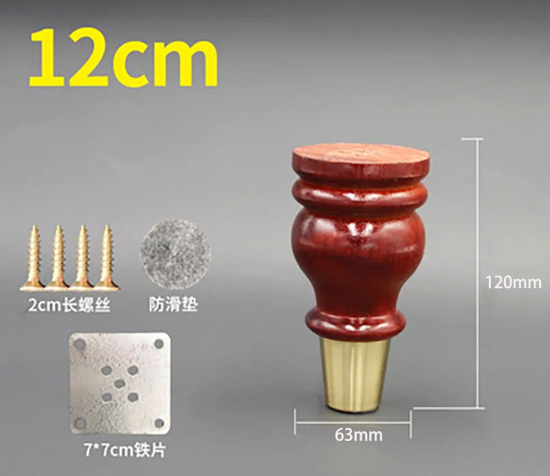 4pcs/lot Wooden Sofa Legs Cabinet Feet with Gold Covers Wardrobe Leg Wood Holder For Furniture TV cabinet Foot Side Table Leg