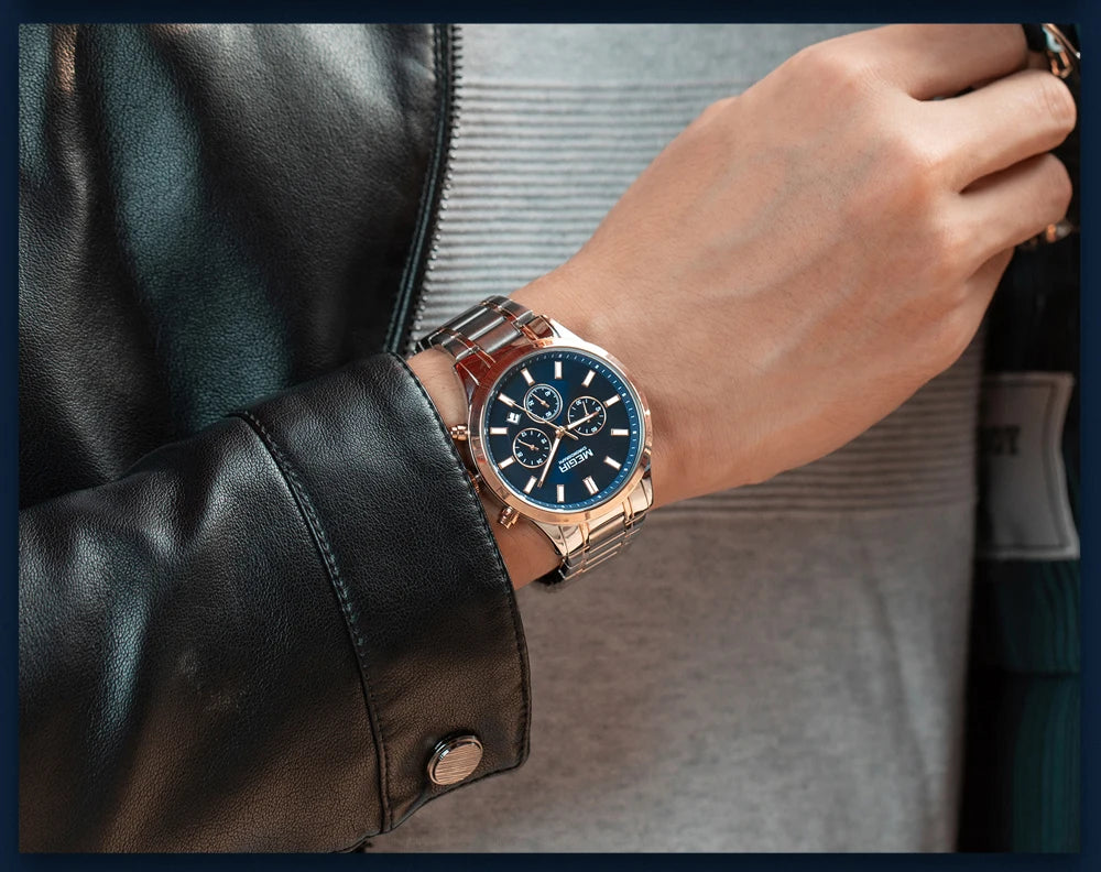 MEGIR Watches for Men 2021 New Chronograph Quartz Watch Luxury Stainless Steel Wristwatch Man Relogios Masculino часы мужские