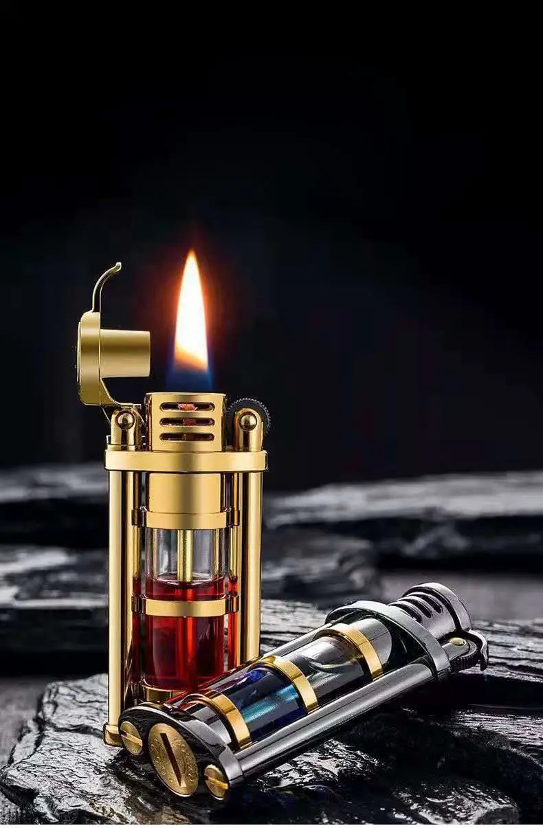 ZORRO Original Retro Metal Grinding Wheel Kerosine Lighter Transparent Fuel Tank Mini Cigarette Lighter Outdoor Survival Lighter