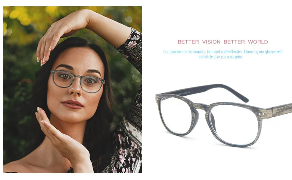Reading Glasses for Men & Women, Wood-Looked Frame Readers Outdoor Sun Glasses Reading -  Lightweight Spring Hinge Eyegalsses