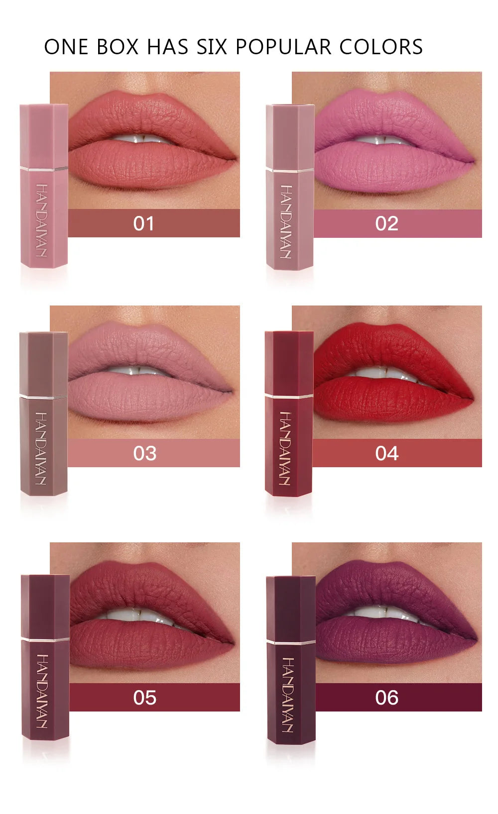 6 Colors Nude Matte Lipstick Waterproof Long Lasting Lip Stick Rose Red Pink Velvet Nonstick cup Lipsticks Makeup Cosmetics