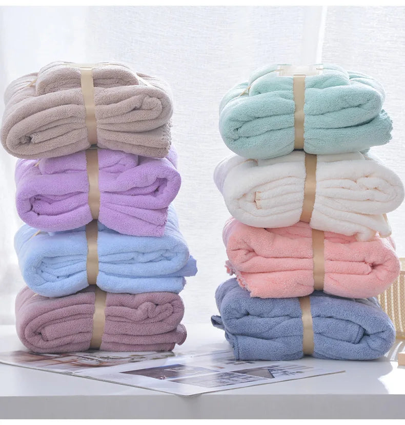 Cotton Bath Towels for Adults, 70x140cm 35x75cm 2pcs, High Absorbent Soft Bath Towel + Face Towels, Luxury Super Large Towel Set