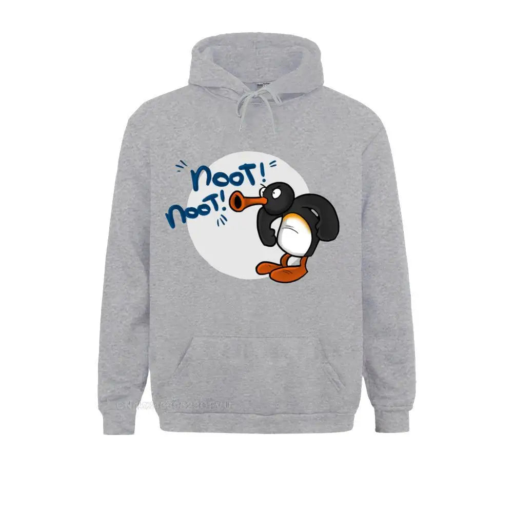 Noot Noot Pingu Hoodies Men Cotton Funny Hoodie Round Collar Penguin Meme Funny Cartoon Tees Clothes Printing