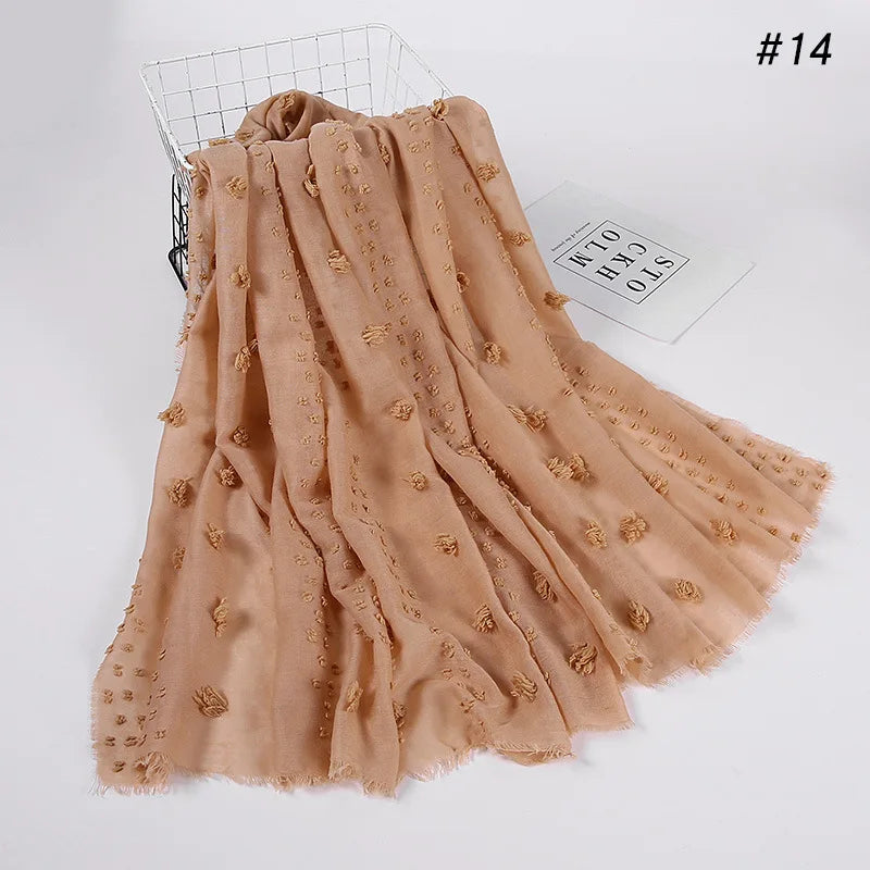 New islamic Hijab Femme Musulman Malaysia Hijabs Flocked Bubble Fashion Scarf Hijab For Muslim Women Stretch Headscarf