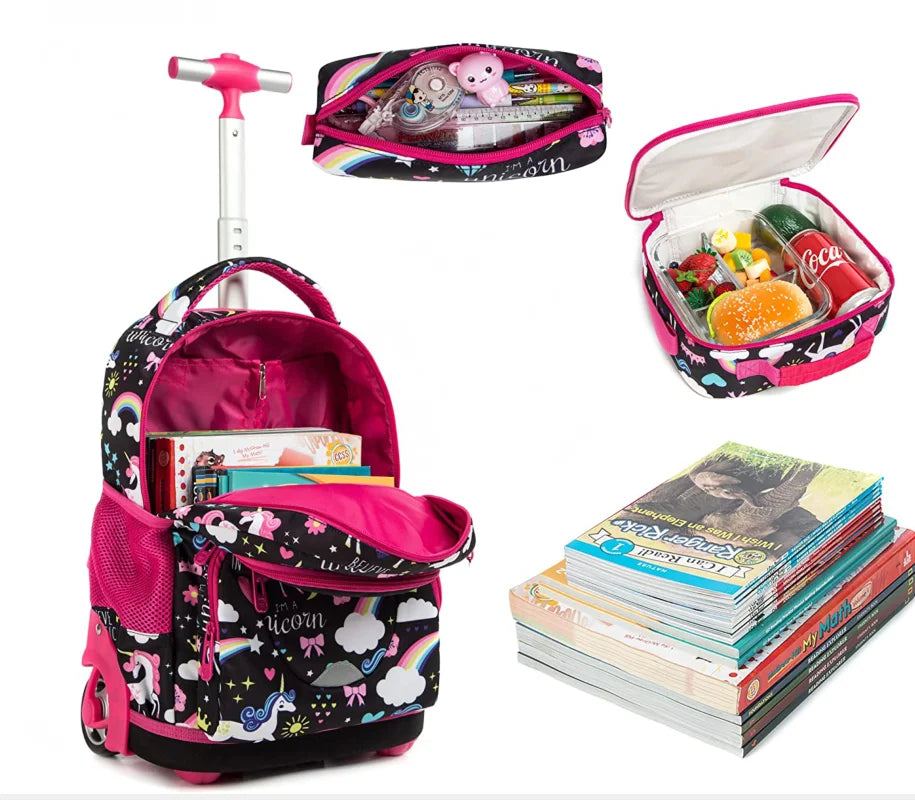 Kids School Rolling Backpack Bag for girls School Trolley Bag for boys Laptop Trolley Backpack Bag Children Rolling luggage Bags