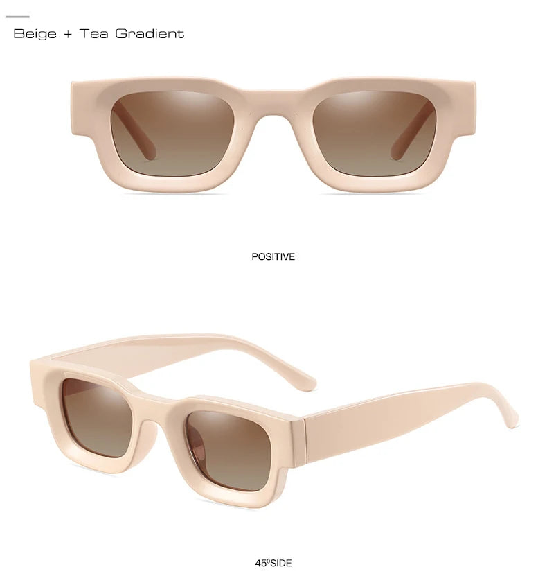 SO&EI Ins Popular Fashion Small Square Polarized Sunglasses Women Retro Punk Shades UV400 Men Trending Sun Glasses