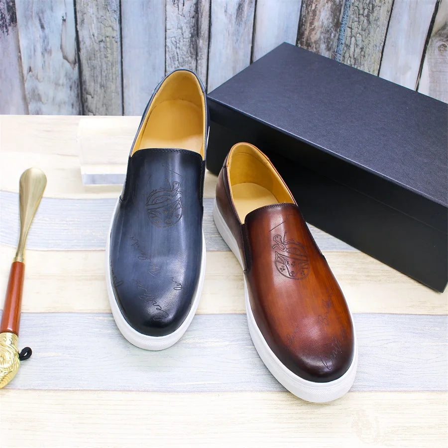 Genuine Leather Casual Men's Shoes High-grade Handmade Fashion Comfortable Leather Shoes Daily Dating Loafers Formal Party Shoes