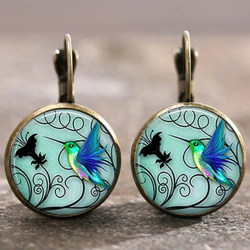 Islamic Muslim Logo Pendant Earrings Glass Convex Charm Pendant Alloy Metal Arabic Religious Jewelry
