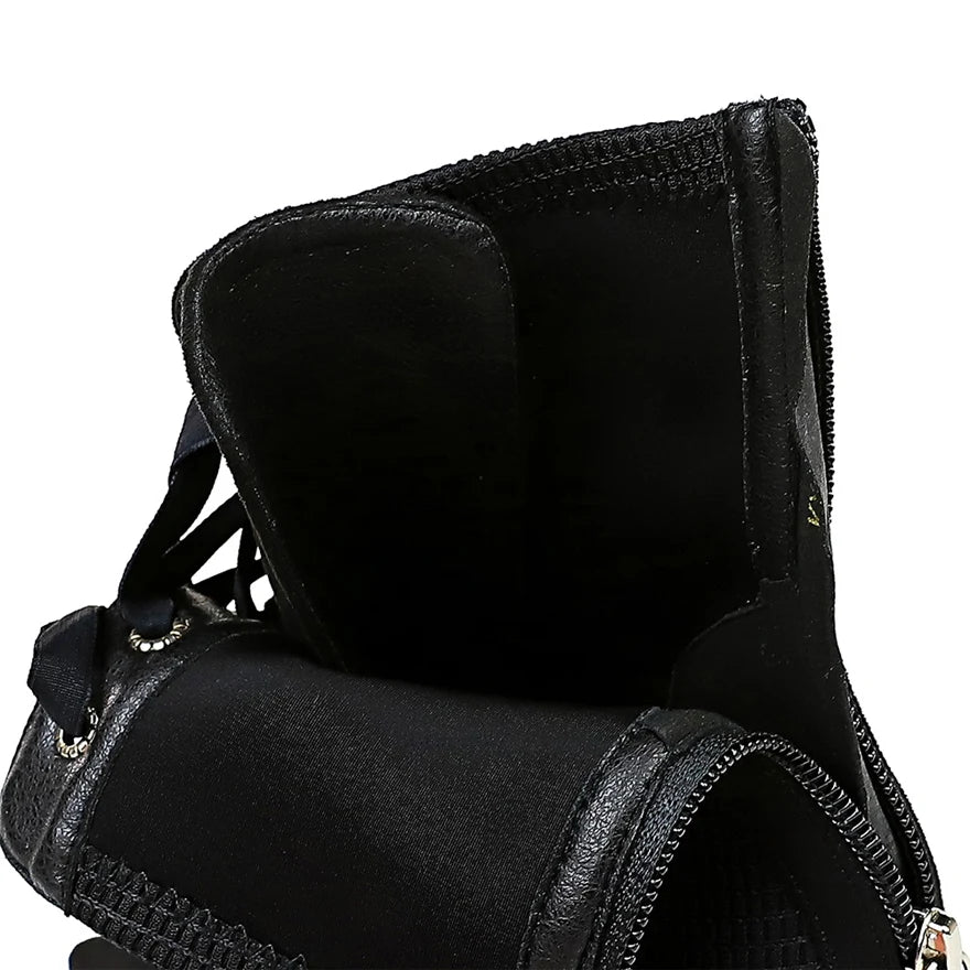 2025 Woman Cross-tied Autumn Ankle Boots Flock Pointed High Heels Shoes Women's Black Fashion Zipper Office Lady Street Footwear