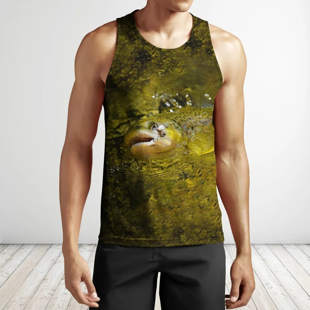 Summer Men vest 3D t shirt Beautiful Bait Fishing Printed Harajuku Sleeveless T-shirt Unisex Tank tops Wholesale and Drop ship