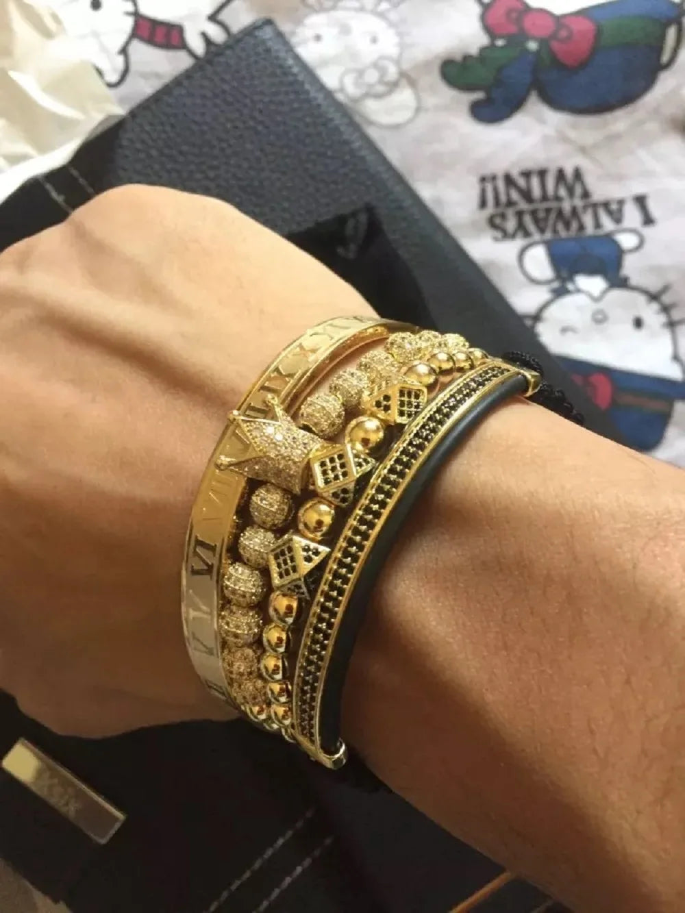 Men Bracelet jewelry 4pcs/set crown charms Macrame beads Bracelets Braiding Man Luxury Jewelry for women bracelet gift