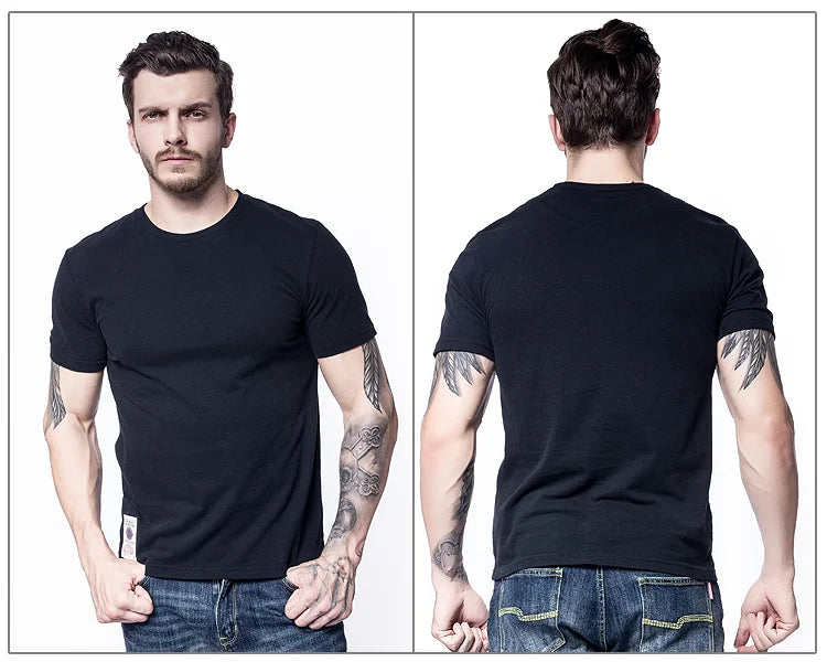 New Men Cotton Solid T-Shirt Mens Short Sleeve T-shirt Multi Pure Color Fancy Yarns T Shirt Color Wine White Blue