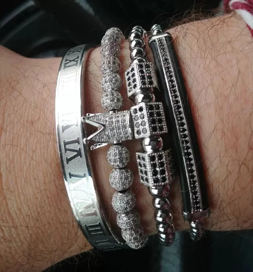 Men Bracelet jewelry 4pcs/set crown charms Macrame beads Bracelets Braiding Man Luxury Jewelry for women bracelet gift