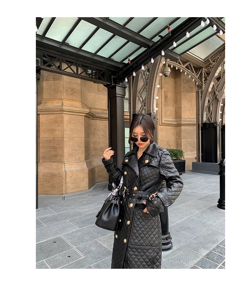 Tajiyane Women's Trench Coats Autumn Spring 100% Genuine Leather Jackets Fashion Sheepskin Coat with Belt Casaco Feminino Gmm830