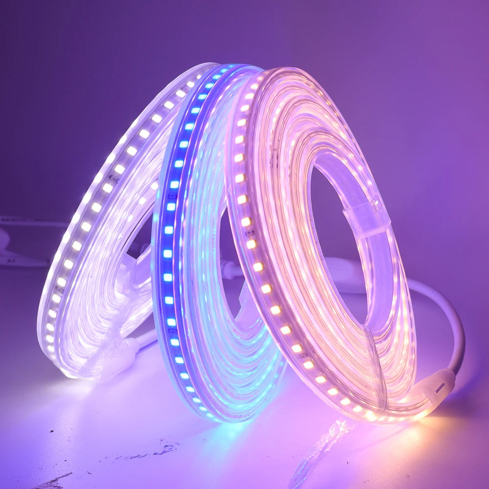 LED Strip Light 220V Flexible LED Tape SMD2835 120 LED Waterproof LED Ribbon with EU Switch Plug for Home Decoration