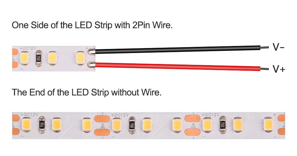UL Listed 2835 LED Strip Light 120 240 LEDs/m 16.4ft Flexible Ribbon Led Tape RA90 SMD2835 Led Lights 3000K-6000K DC12V 24V