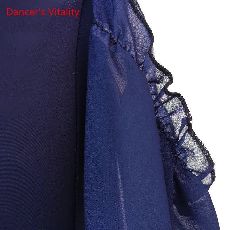 Modern Dance Dress Stand-Up Collar Mesh Sleeve Long Skirt Performance Clothing High-End Custom Child Woman Competition Clothes