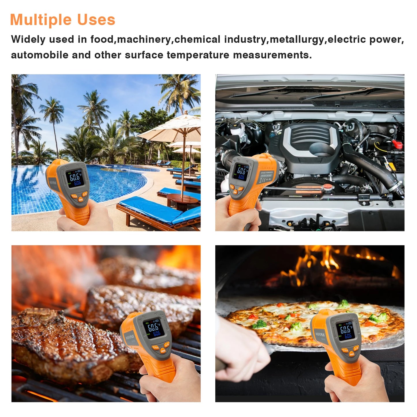 Inkbird INK-IFT01 Laser Infrared Thermometer Non-Contact Digital Temperature Gun Instant Read Thermometer for Industrial&Kitchen