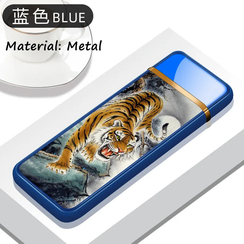 Windproof Electric Metal Lighter Double Arc Plasma Rechargeable USB Lighter Touch Induction Smoking Lighter Men's Gadgets