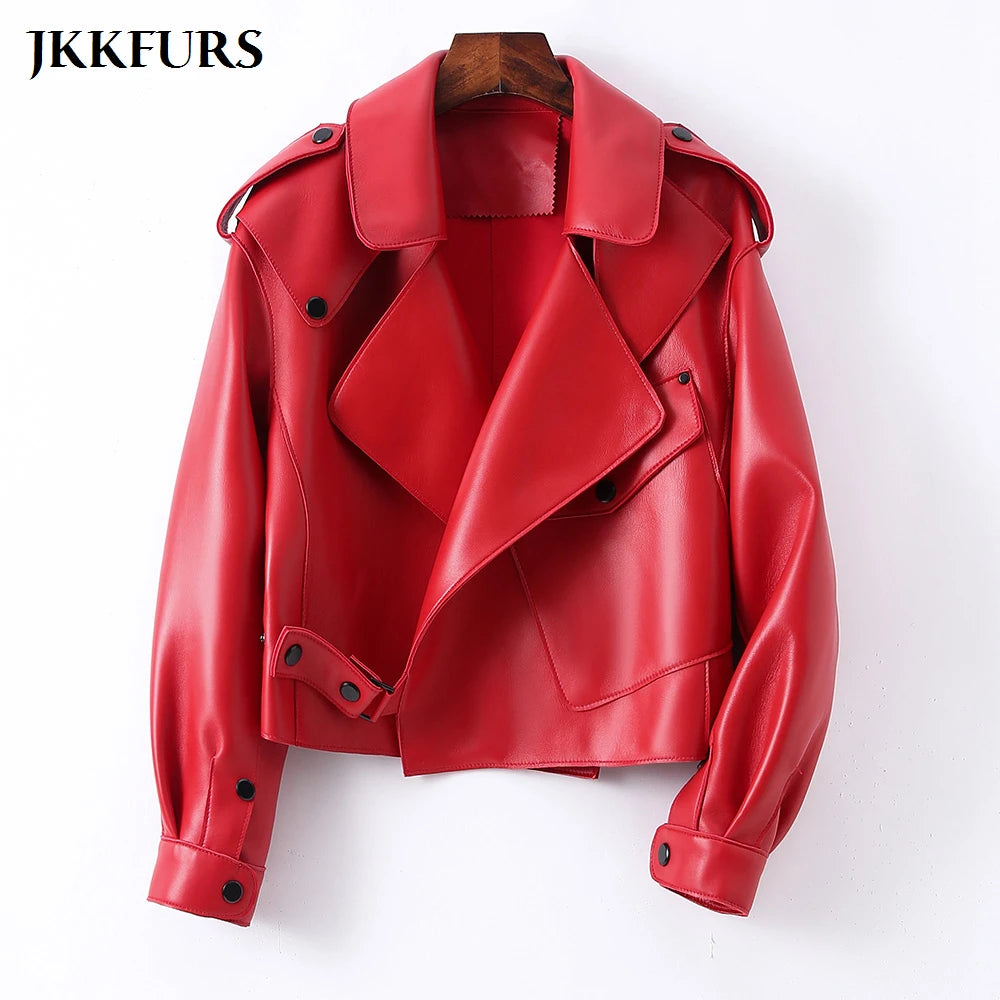 2025 26 Colours Women's Genuine Leather Jacket New Fashion Real Leather Coat Lady Autumn Winter Sheepskin Leather S7547