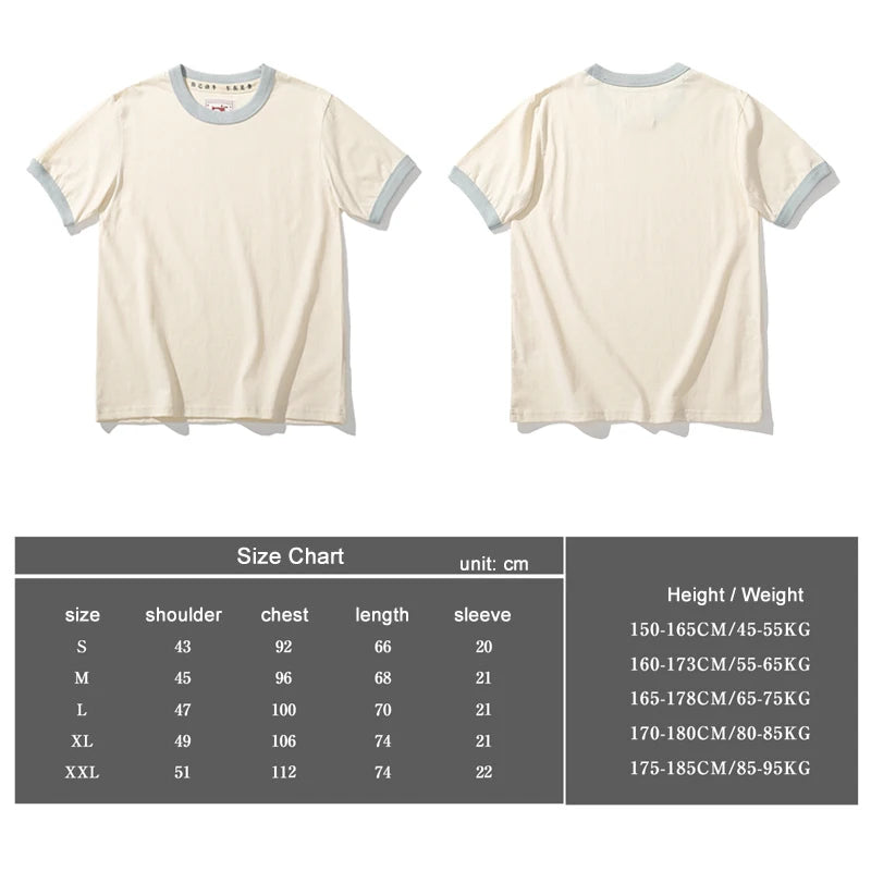 Summer New Couple Beach Tops  Fashion Casual Stitching Color Collar Tee Short Sleeve of Unisex Cotton Comfortable O-Neck T-shirt