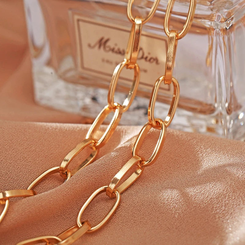 Simple Link Chain Necklace for Women Short Collar Jewelry New Fashion Chokers Necklaces Metal Accessories