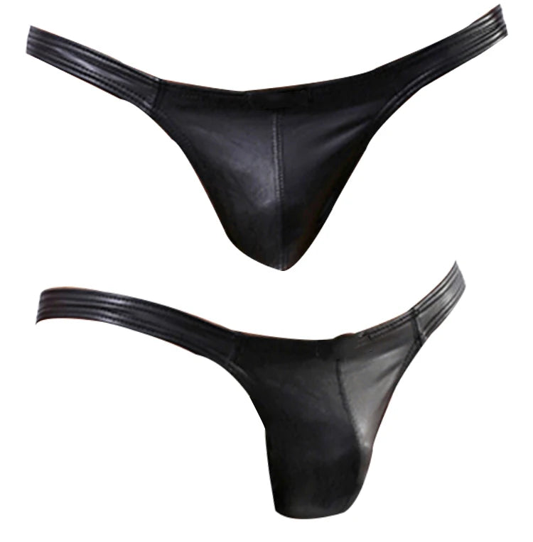 Thong Sexy Underwear for Men Gay Ultra Thin Underpants Leather Slips Man T Panties Low Waist Male Boxers and Briefs G Strings