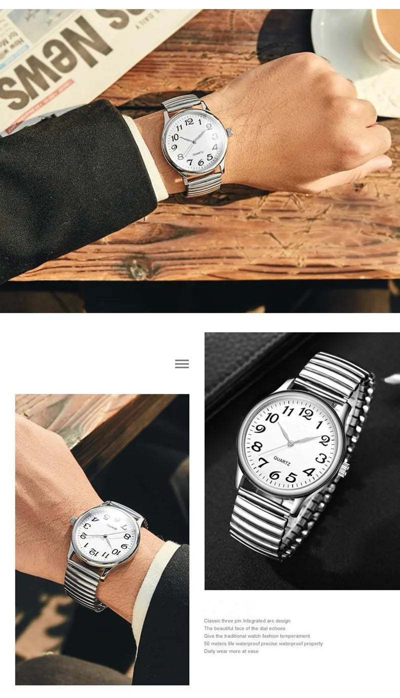 Men Women Fashion Wristwatches Couple Flexible Stretch Band Quartz Watches Man and Ladies Dress Clock Simple Casual Watches
