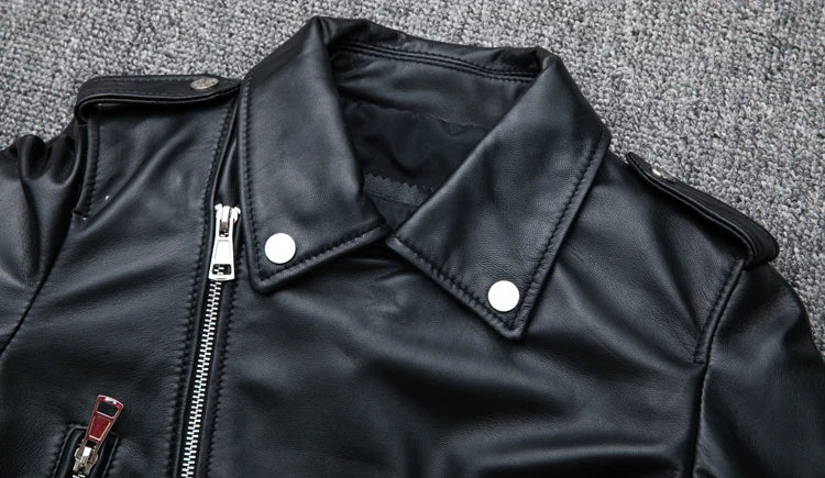 CC Shop Best,Sales.Popular woman slim fit genuine leather jacket.fashion motor rider sheepskin coat.soft leather cloth.패션