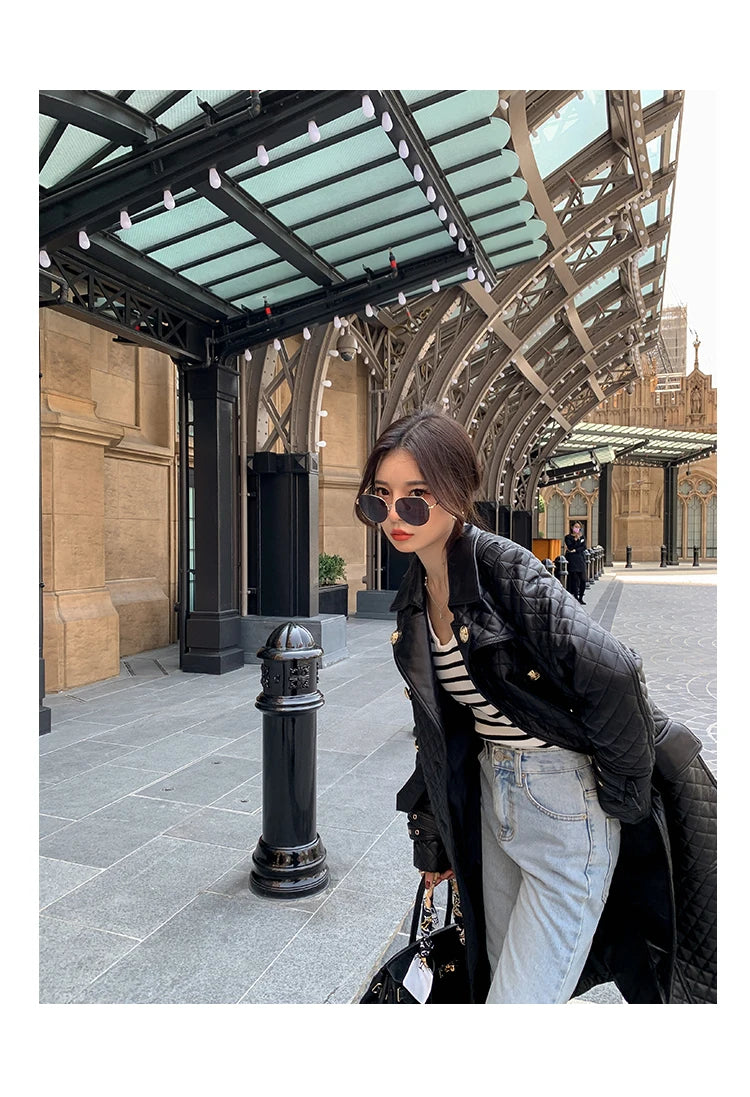 Tajiyane Women's Trench Coats Autumn Spring 100% Genuine Leather Jackets Fashion Sheepskin Coat with Belt Casaco Feminino Gmm830