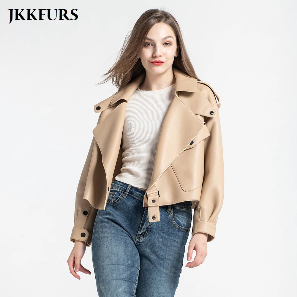 2025 26 Colours Women's Genuine Leather Jacket New Fashion Real Leather Coat Lady Autumn Winter Sheepskin Leather S7547