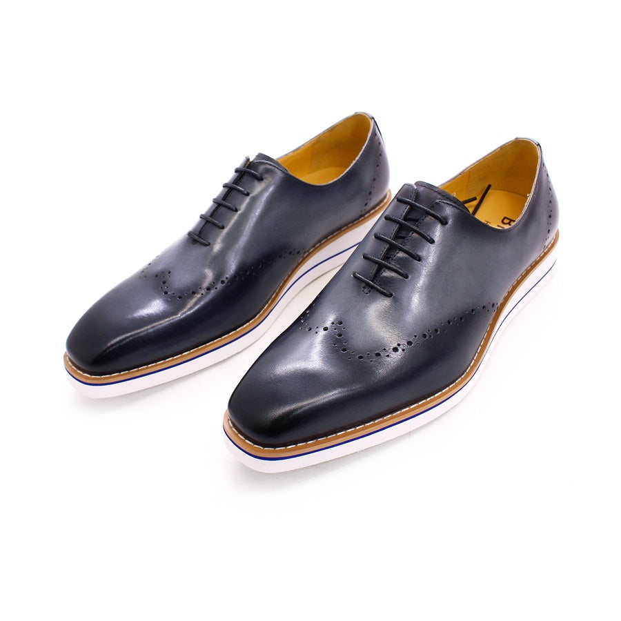 Genuine Leather Men's Casual Shoes Comfortable Lace-Up Brogue Handmade Flat Shoes Office Party Dating Formal Dress Men's Shoes